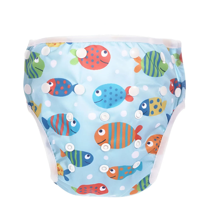 Intérieur d'une couche lavable blanche avec des boutons-pression pour ajuster la taille. Tissu doux et absorbant pour le confort de bébé et la protection contre les fuites. Solution écologique et économique pour les parents soucieux de l'environnement.