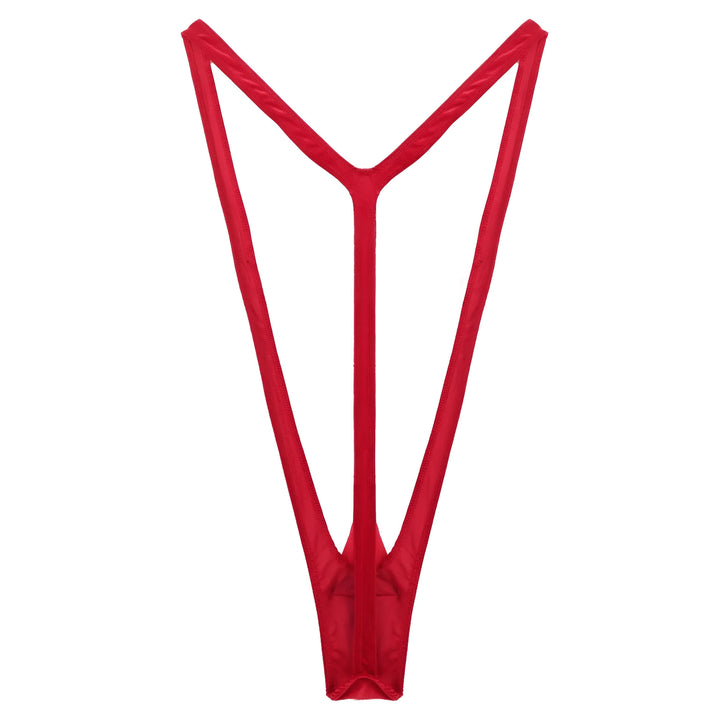 String de Noël rouge avec une barbe blanche de Père Noël et un bonnet avec un pompon. Déguisement festif et amusant pour adultes. Mode de Noël, lingerie coquine, idée cadeau Noël.