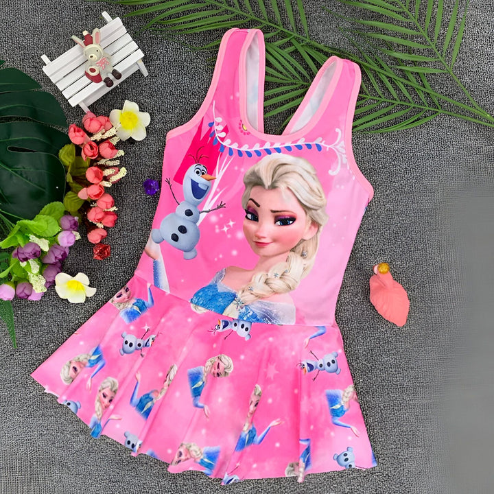 Robe de bain rose pour enfant avec imprimé Peppa Pig, culotte intégrée. Idéal pour la plage ou la piscine.