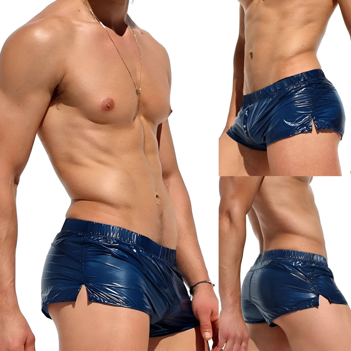 Shorty de Bain Homme Simili Cuir Sexy Brillant